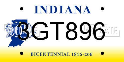 3GT896 Indiana License Plate