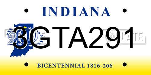 3GTA291 Indiana License Plate