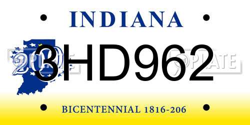 3HD962 Indiana License Plate