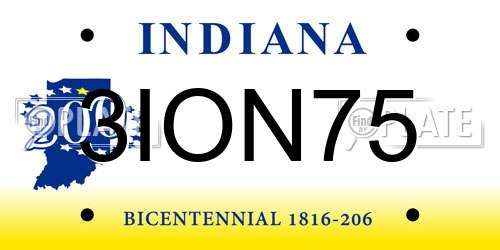 3ION75 Indiana License Plate