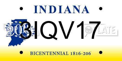 3IQV17 Indiana License Plate