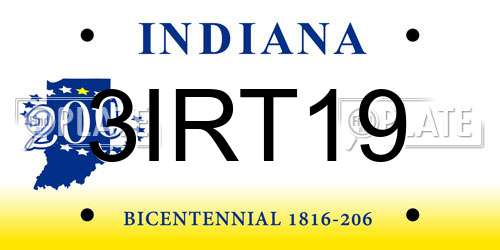 3IRT19 Indiana License Plate