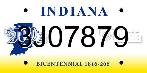 3J07879 Indiana License Plate