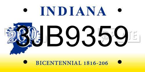 3JB9359 Indiana License Plate