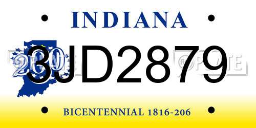 3JD2879 Indiana License Plate