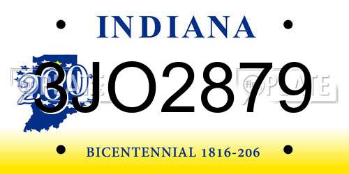3JO2879 Indiana License Plate