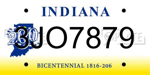 3JO7879 Indiana License Plate