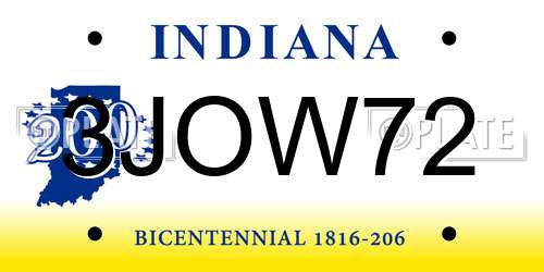 3JOW72 Indiana License Plate