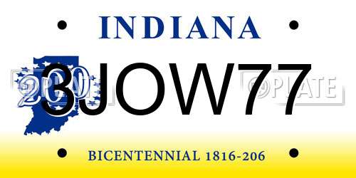 3JOW77 Indiana License Plate