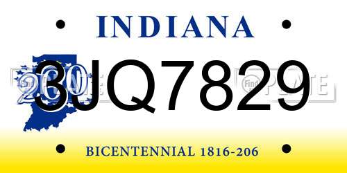 3JQ7829 Indiana License Plate