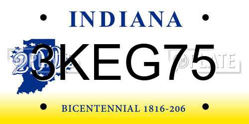 3KEG75 Indiana License Plate