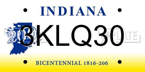 3KLQ30 Indiana License Plate