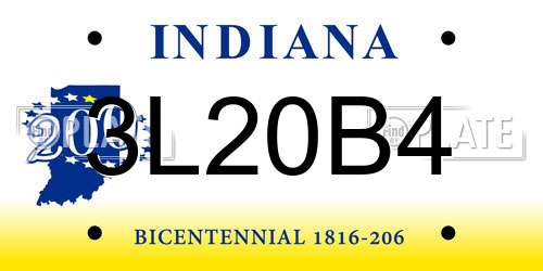 3L20B4 Indiana License Plate