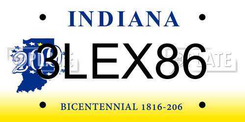 3LEX86 Indiana License Plate