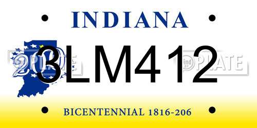 3LM412 Indiana License Plate