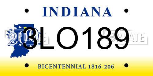 3LO189 Indiana License Plate
