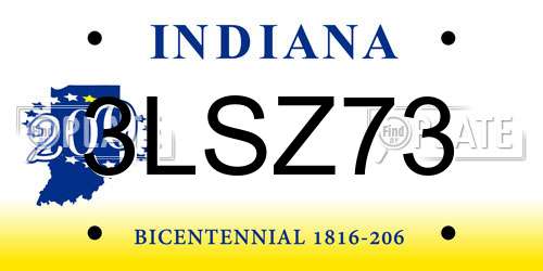 3LSZ73 Indiana License Plate
