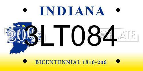 3LT084 Indiana License Plate