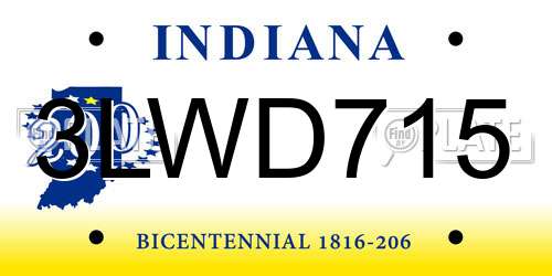3LWD715 Indiana License Plate