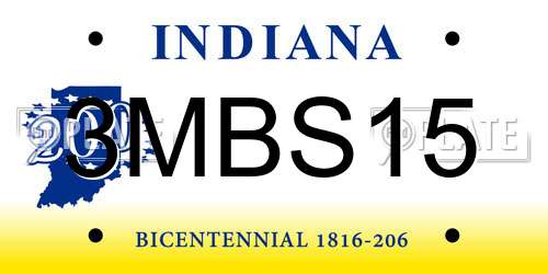 3MBS15 Indiana License Plate