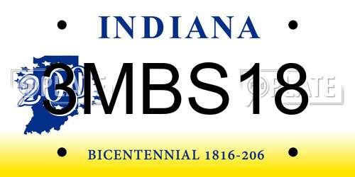 3MBS18 Indiana License Plate