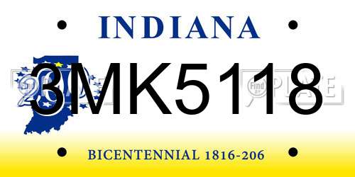 3MK5118 Indiana License Plate