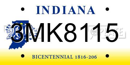 3MK8115 Indiana License Plate