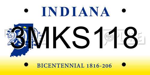3MKS118 Indiana License Plate