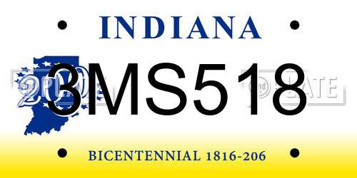 3MS518 Indiana License Plate