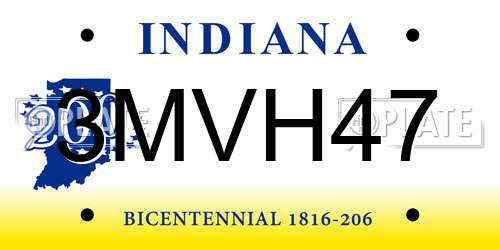 3MVH47 Indiana License Plate