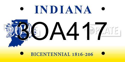 3OA417 Indiana License Plate