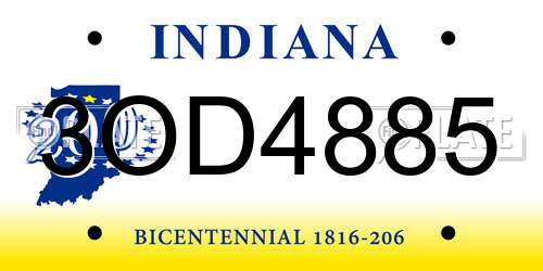 3OD4885 Indiana License Plate