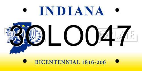 3OLO047 Indiana License Plate