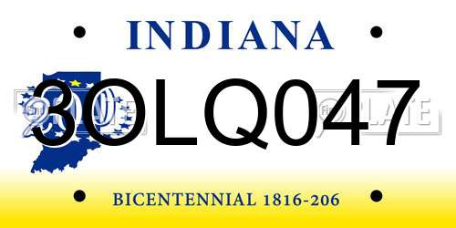 3OLQ047 Indiana License Plate