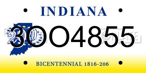 3OO4855 Indiana License Plate