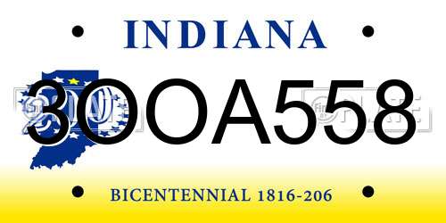 3OOA558 Indiana License Plate