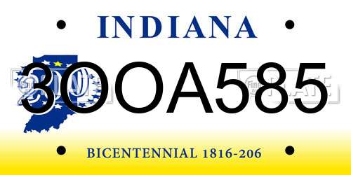 3OOA585 Indiana License Plate