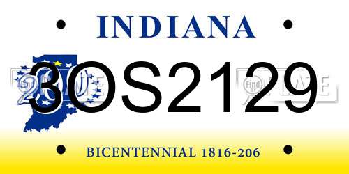 3OS2129 Indiana License Plate