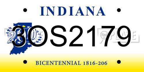 3OS2179 Indiana License Plate