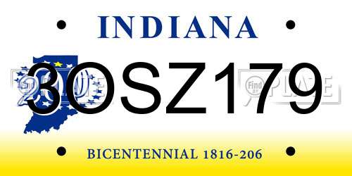 3OSZ179 Indiana License Plate