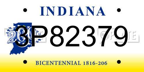 3P82379 Indiana License Plate