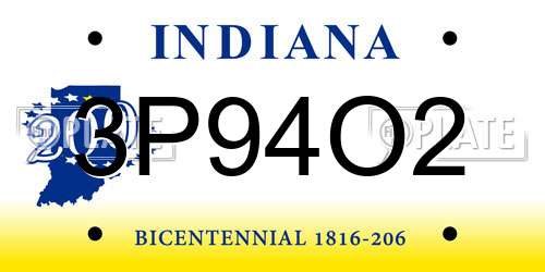 3P94O2 Indiana License Plate