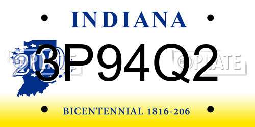 3P94Q2 Indiana License Plate