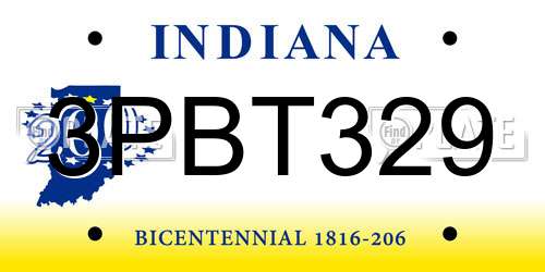 3PBT329 Indiana License Plate