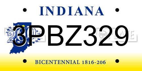 3PBZ329 Indiana License Plate