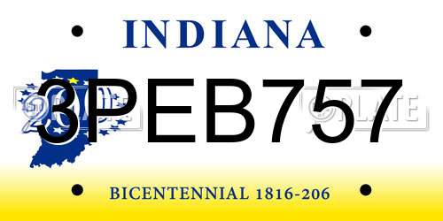 3PEB757 Indiana License Plate