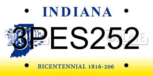 3PES252 Indiana License Plate