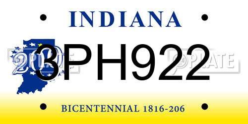 3PH922 Indiana License Plate
