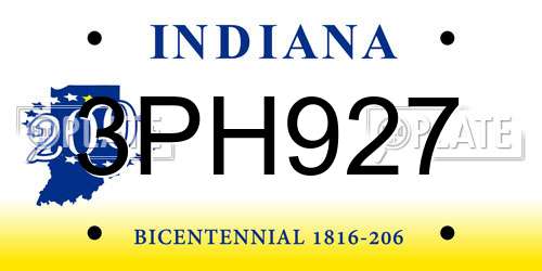 3PH927 Indiana License Plate