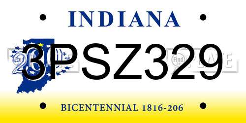 3PSZ329 Indiana License Plate